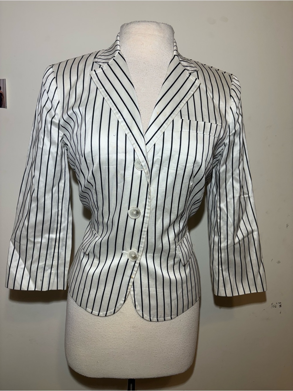 Ralph Lauren White Blazer with Black Pinstripes